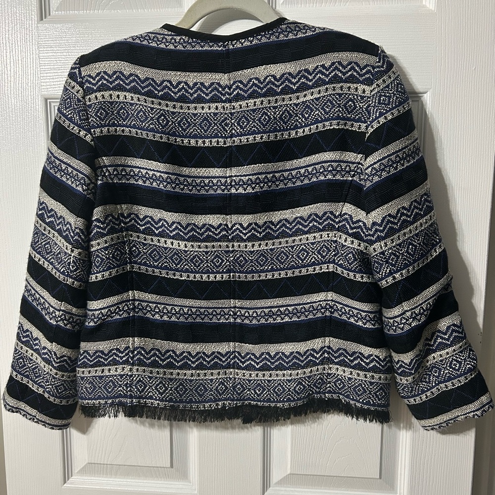 Loft Chic Black and Blue Patterned Jacket - Picture 2 of 4